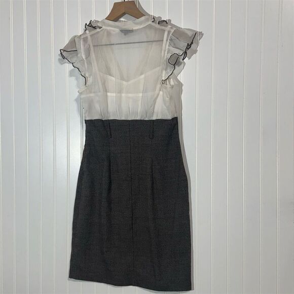BCX Juniors 5 Sheer Ruffle Bodice Gray Skirt Dress Career Office Cocktail Y2K - Picture 5 of 9